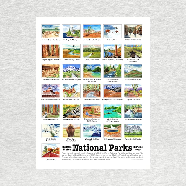 US National Parks I-Z, Watercolors by MMcBuck